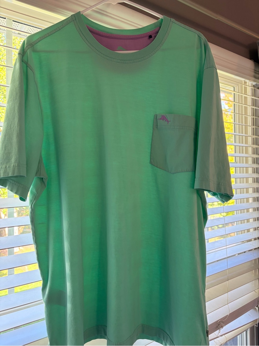 Tommy Bahama Mint Green Short-Sleeve Pocket Tee with Purple Logo